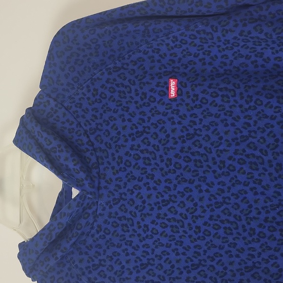 LEVI'S Blue Black Green Animal Print Logo Hoodie Kangaroo Pocket Sweatshirt - Picture 3 of 16